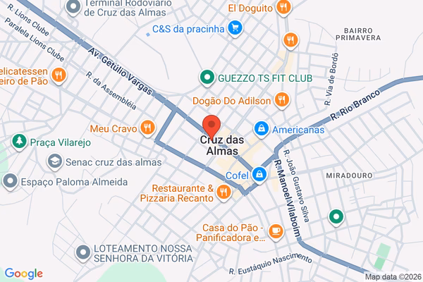 Mapa da localização - Cruz das Almas