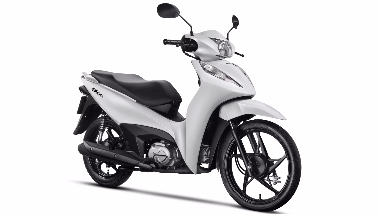 Moto Honda Biz 125 City Galeria De Fotos Diagonal Dianteira Direita Branca Completa - 3 de 12