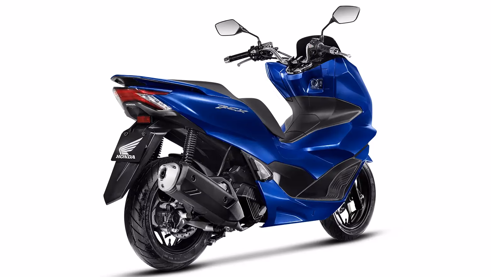 PCX na cor azul perolizado, vista traseira e lateral direita - 7 de 12