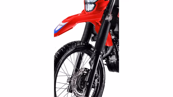 Moto XR 300L Tornado Special Edition Galeria Visão Diagonal Frontal das Rodas, Canelas e Freios ABS 