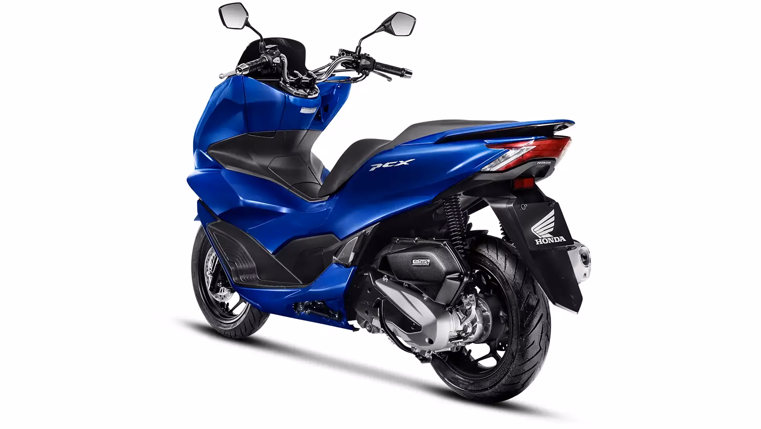 PCX na cor azul perolizado, vista traseira e lateral esquerda - 30 de 38