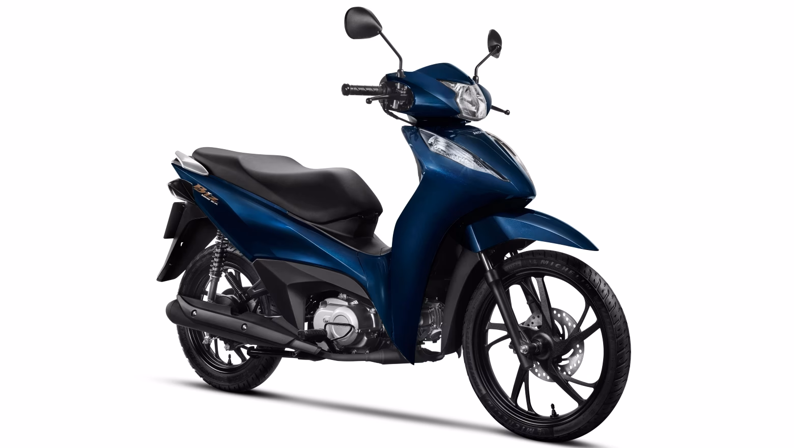 Moto Honda Biz 125 City Galeria De Fotos Diagonal Dianteira Direita Azul Completa - 5 de 12