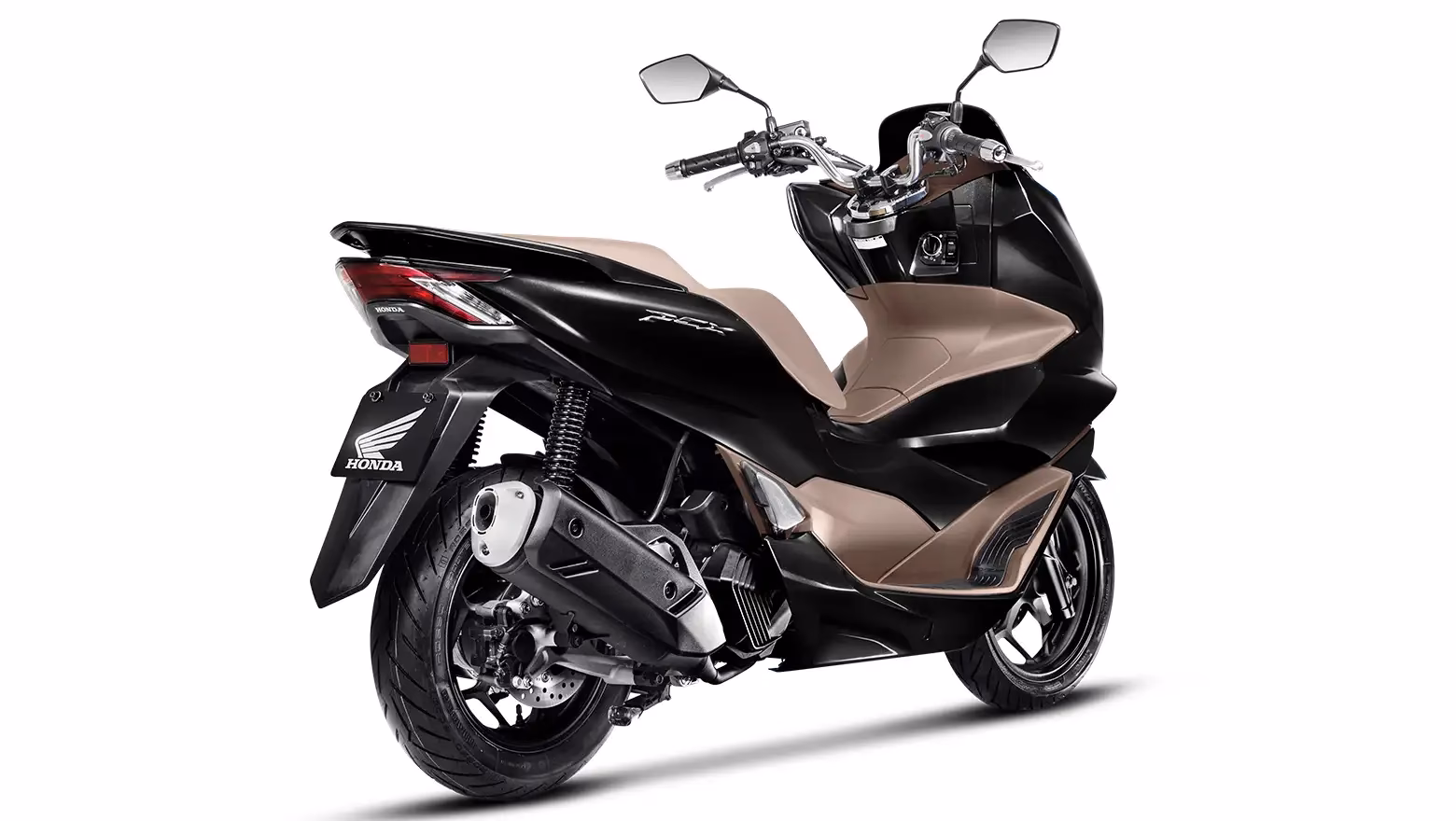 PCX na cor preto metálico, vista traseira e lateral direita - 3 de 12